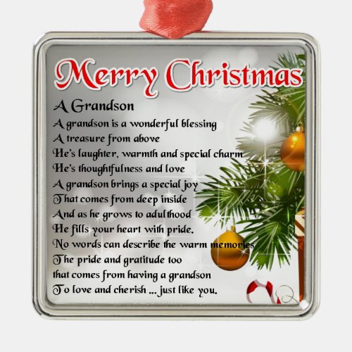 Grandson Poem _ Christmas Design Metal Ornament