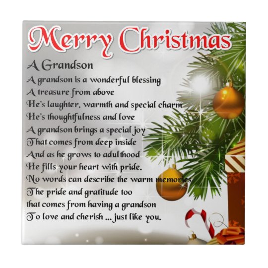 Grandson Poem - Christmas Design Tile | Zazzle.com