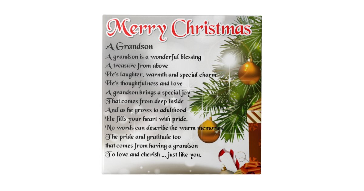 Grandson Poem - Christmas Design Tile | Zazzle.com