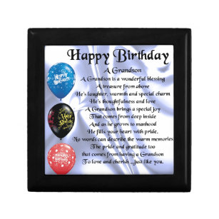 Grandson Poem  -  Happy Birthday Jewelry Box