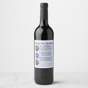 Grandson Poem Wine Bottle Label 18th Birthday