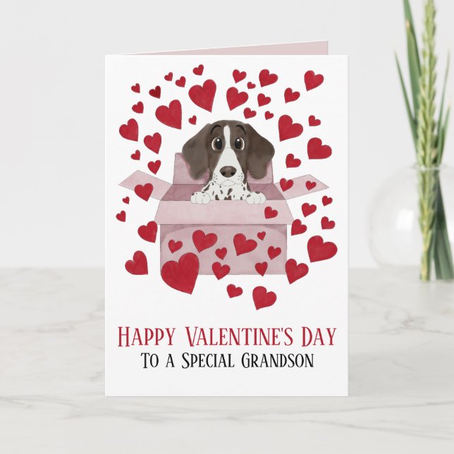 Grandson Puppy in Box Valentine's  Card (Front)