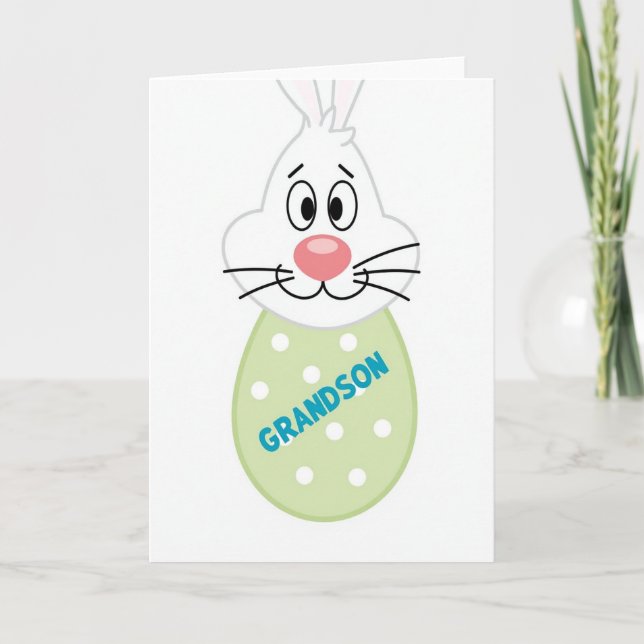 Grandson Rabbit Egg Art Card (Front)