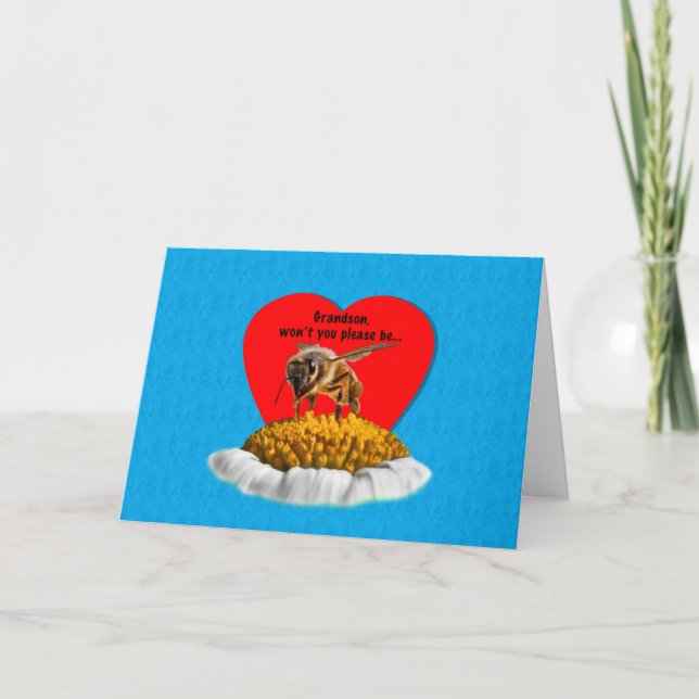 Grandson’s Honey Bee Valentine Holiday Card (Front)