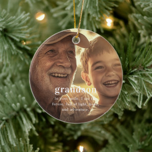 Grandson   Sentimental Photo Keepsake Christmas Ceramic Ornament