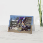 Grandson Sports Mountain Bike Birthday Card<br><div class="desc">A rugged and exciting card with an image of a guy on a mountain bike. The ruggedness is also seen in the grunge looking font. Wish your grandson a happy birthday with a fun that he enjoys.</div>