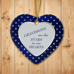 Grandson Star Heart Keepsake Ceramic Ornament