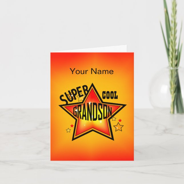 Grandson Super Cool Star Greeting Card (Front)