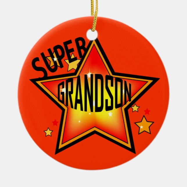 Grandson Super Star Christmas Ornament (Front)
