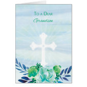 Grandson Teal Blue Flowers with Cross Easter (Front)