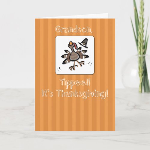 Grandson Thanksgiving Turkey Religious Holiday Card