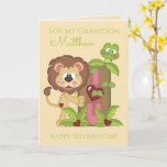 Grandson Third Birthday Cute Lion Photo Card<br><div class="desc">Grandson Third Birthday Cute Lion Photo Card</div>