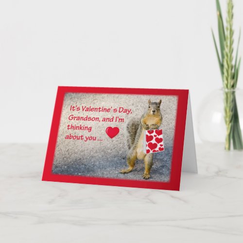 Grandson Valentine Squirrel Holiday Card