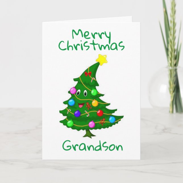 GRANDSON-YOU "LIGHT UP" our CHRISTMAS Holiday Card (Front)