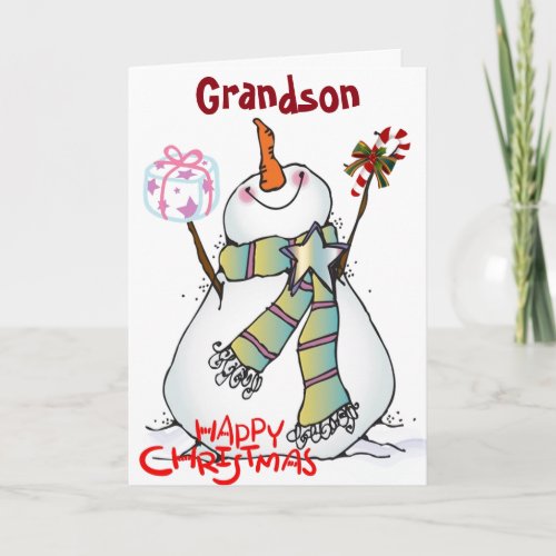 GRANDSON YOU MAKE EVERYONE HAPPY EVERYDAY HOLIDAY CARD