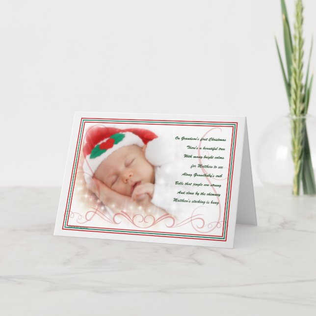 Grandson's 1st Christmas Sweet Poem with Name Holiday Card (Front)