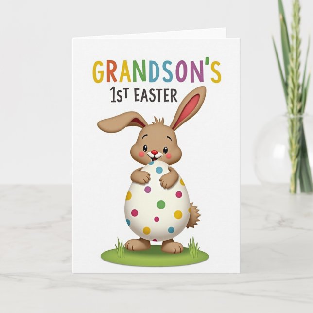 Grandsons 1St Easter Bunny Card (Front)