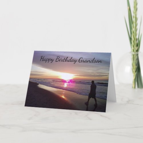 GRANDSONS BIRTHDAY BEACH AND LOVE FOR HIM CARD