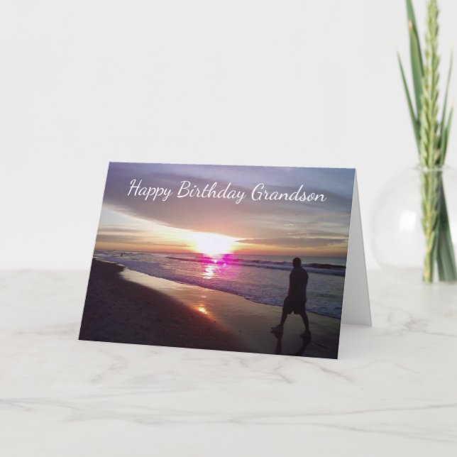 *GRANDSON'S BIRTHDAY* BEACH AND LOVE FOR HIM CARD (Front)