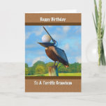 Grandson's Birthday, Pelican with Golf Ball Card<br><div class="desc">This digital painting shows a young Brown Pelican holding a golf ball in his mouth.   It is meant to be a humorous birthday card for someone who either loves or hates golf.</div>