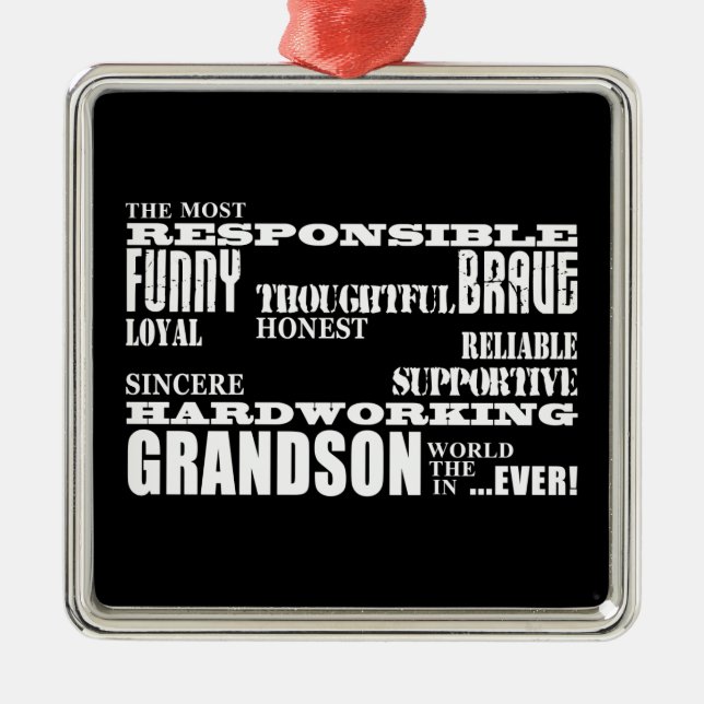 Grandsons Birthdays & Christmas : Qualities Metal Ornament (Front)