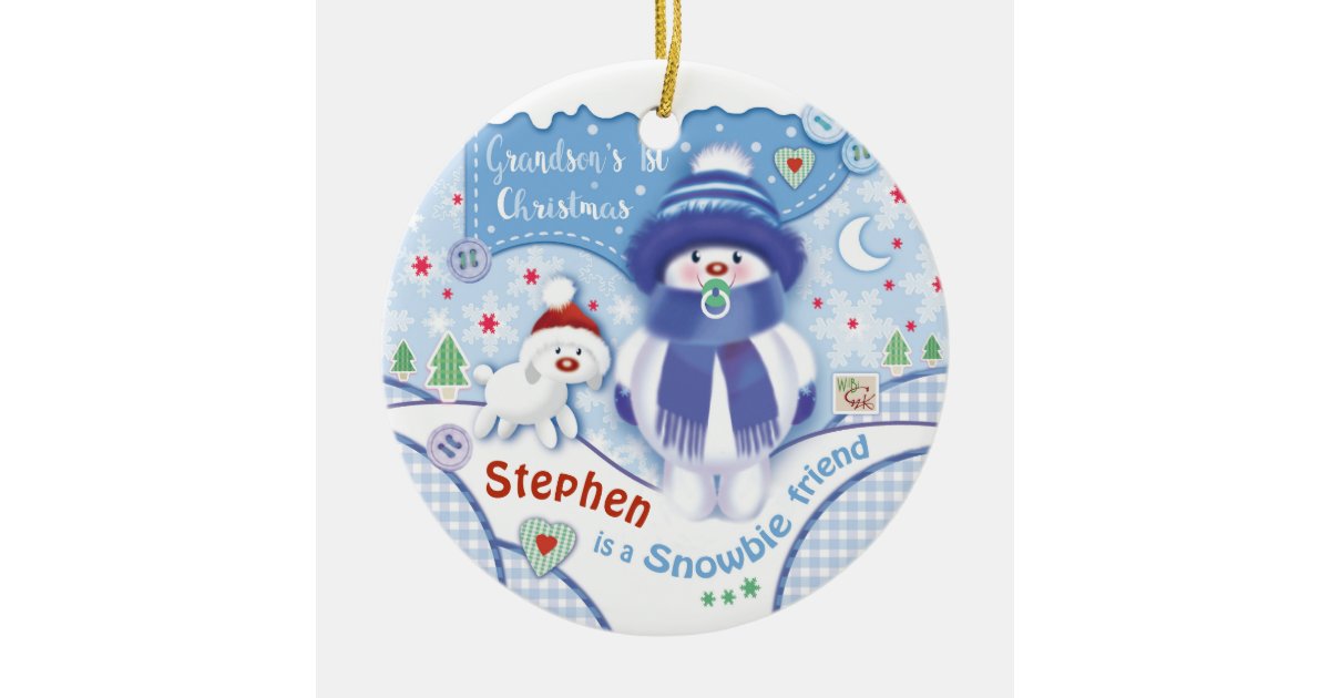 Grandsons First Christmas Ornament 2022 Grandson's First Christmas, Cute Ornament Grandsons First Christmas Ornament 2022 Grandson's First Christmas, Cute Ornament