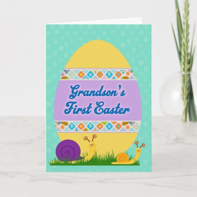 Grandsons First Easter Greeting Card (Front)