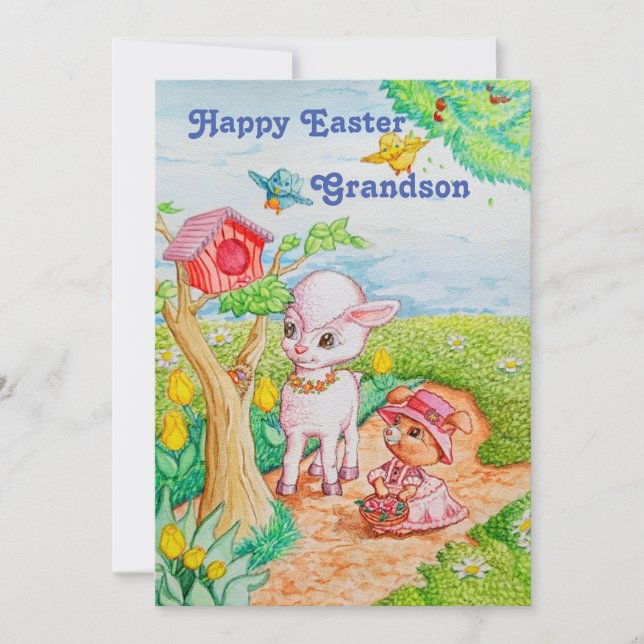 Grandson's Personalized Easter Card. Announcement (Front)