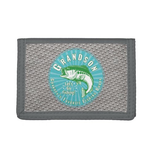 Grandsons Rock Lets Go Fishing Trifold Wallet