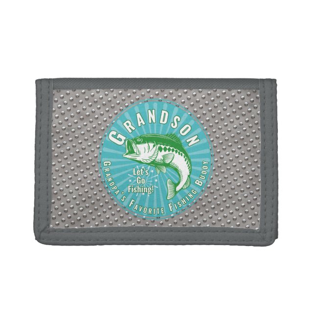 “Grandsons Rock” Let’s Go Fishing! Trifold Wallet (Front)
