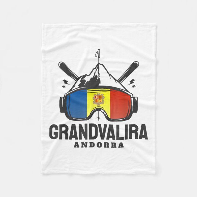 Grandvalira Andorra Ski Resort Retro Skiing _1  Fleece Blanket (Front)