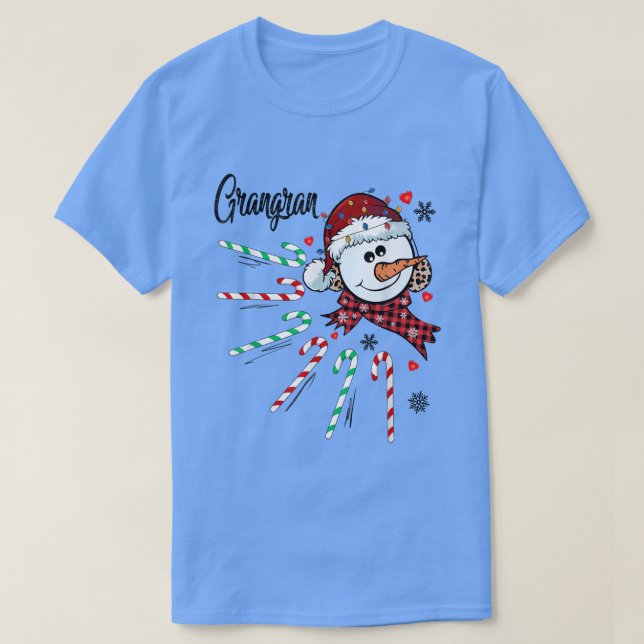 Grangran Snowman Candy Cane Christmas Xmas Funny  T-Shirt (Design Front)