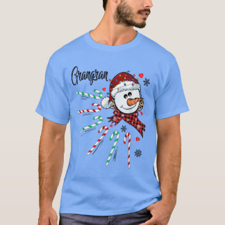 Grangran Snowman Candy Cane Christmas Xmas Funny T-Shirt