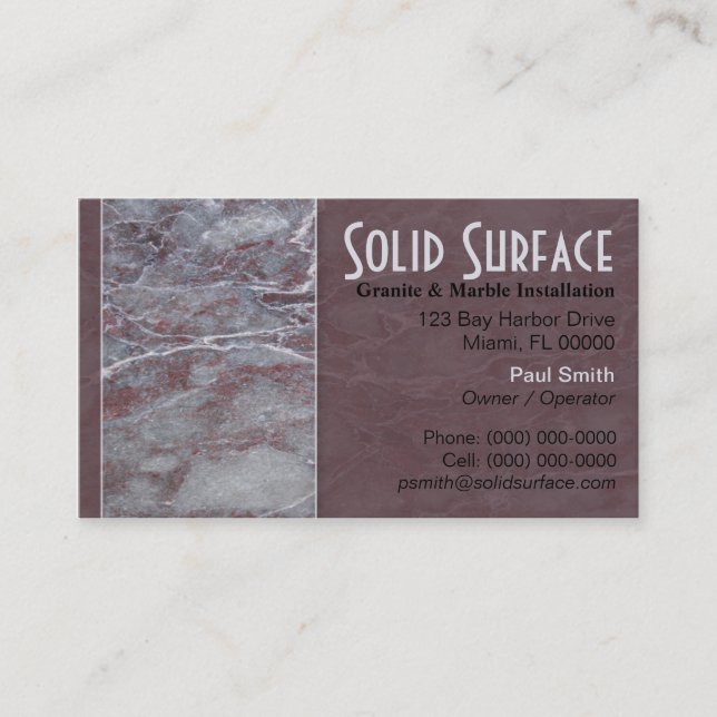 Granite and Marble Business Card (Front)
