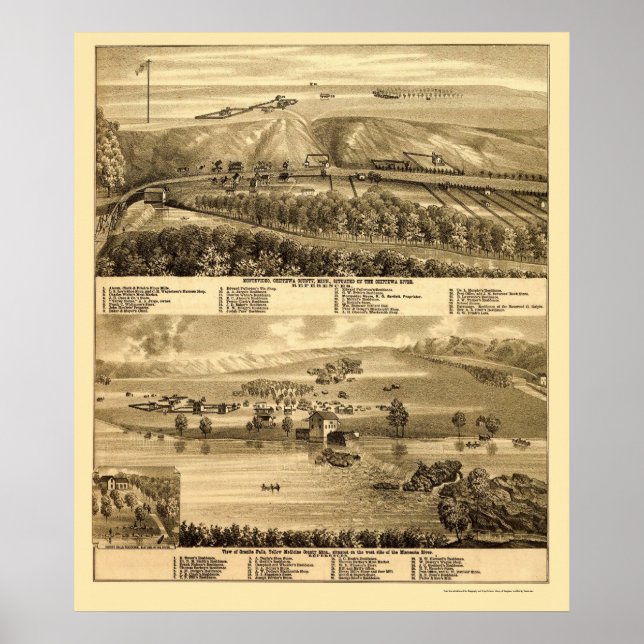 Granite Falls, MN Panoramic Map - 1874 Poster (Front)