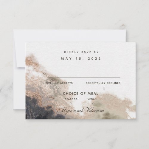 Granite  Gold Wedding 2 Meal Choice RSVP Card