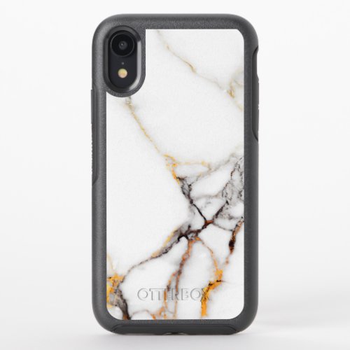 Granite Gray And Gold Grain On Marble OtterBox Symmetry iPhone XR Case