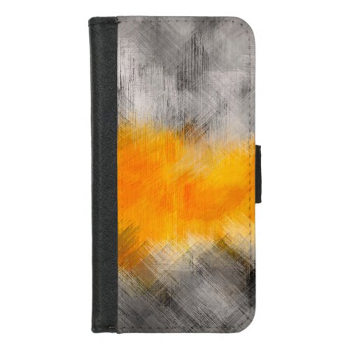 Granite Gray and Harvest gold abstract iPhone 87 Wallet Case