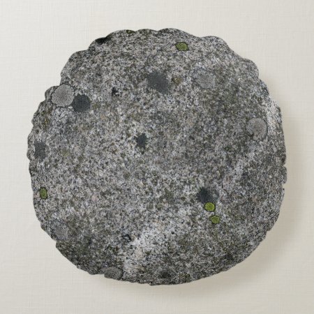 Granite Gray With Green Moss Details Round Pillow