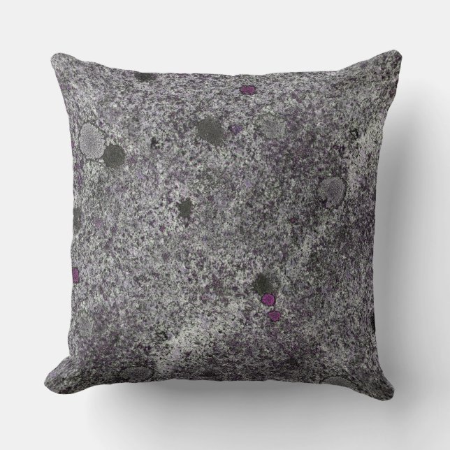 Granite Gray with Pink Detail Throw Pillow (Front)