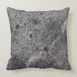 Granite Gray with Pink Detail Throw Pillow