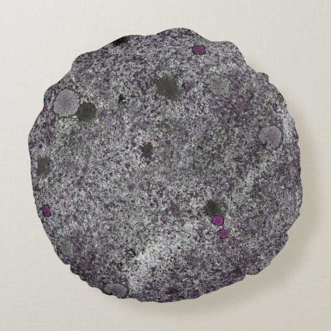 Granite Gray with Pink Details Round Pillow (Back)