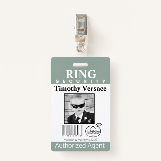 Granite Green Ring Bearer Security Badge (Front with Clip)