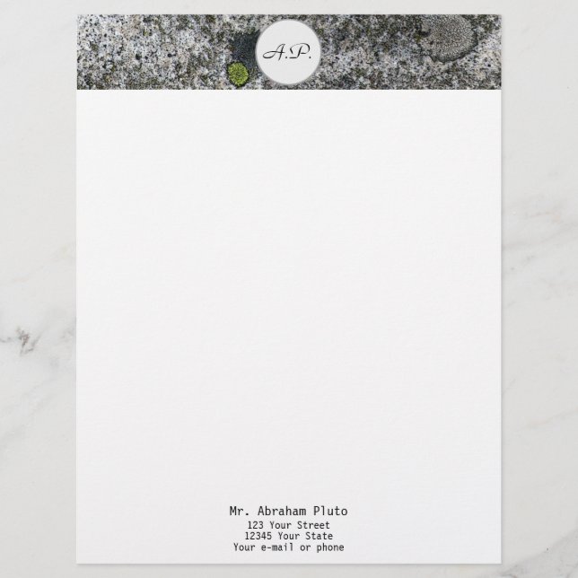 Granite Grey Monogram and Address Letterhead (Front)