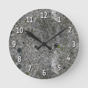 Granite Grey White Digits Round Clock