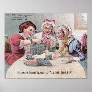 Granite Ironware Gossip Ad w Seller Poster