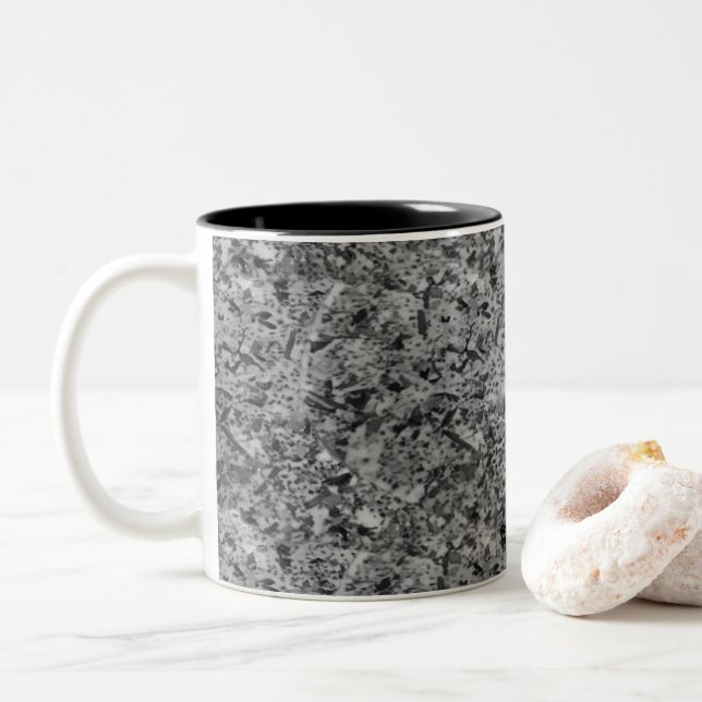 Granite Mosaic Abstract Stone Marble Pattern Two-Tone Coffee Mug (With Donut)