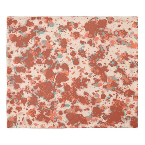 Granite pattern red ochre and beige with grey blue duvet cover