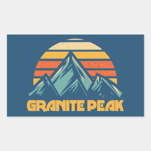 Granite Peak Montana Retro Turquoise Rectangular Sticker