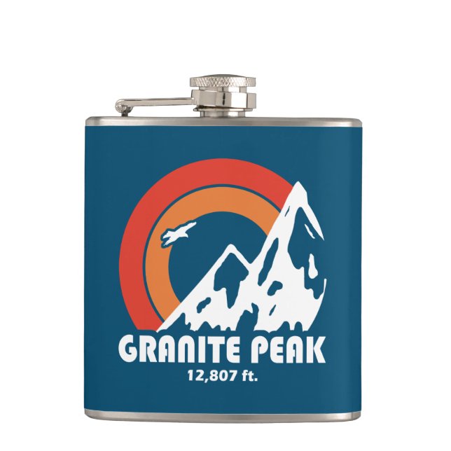 Granite Peak Montana Sun Eagle Flask (Front)